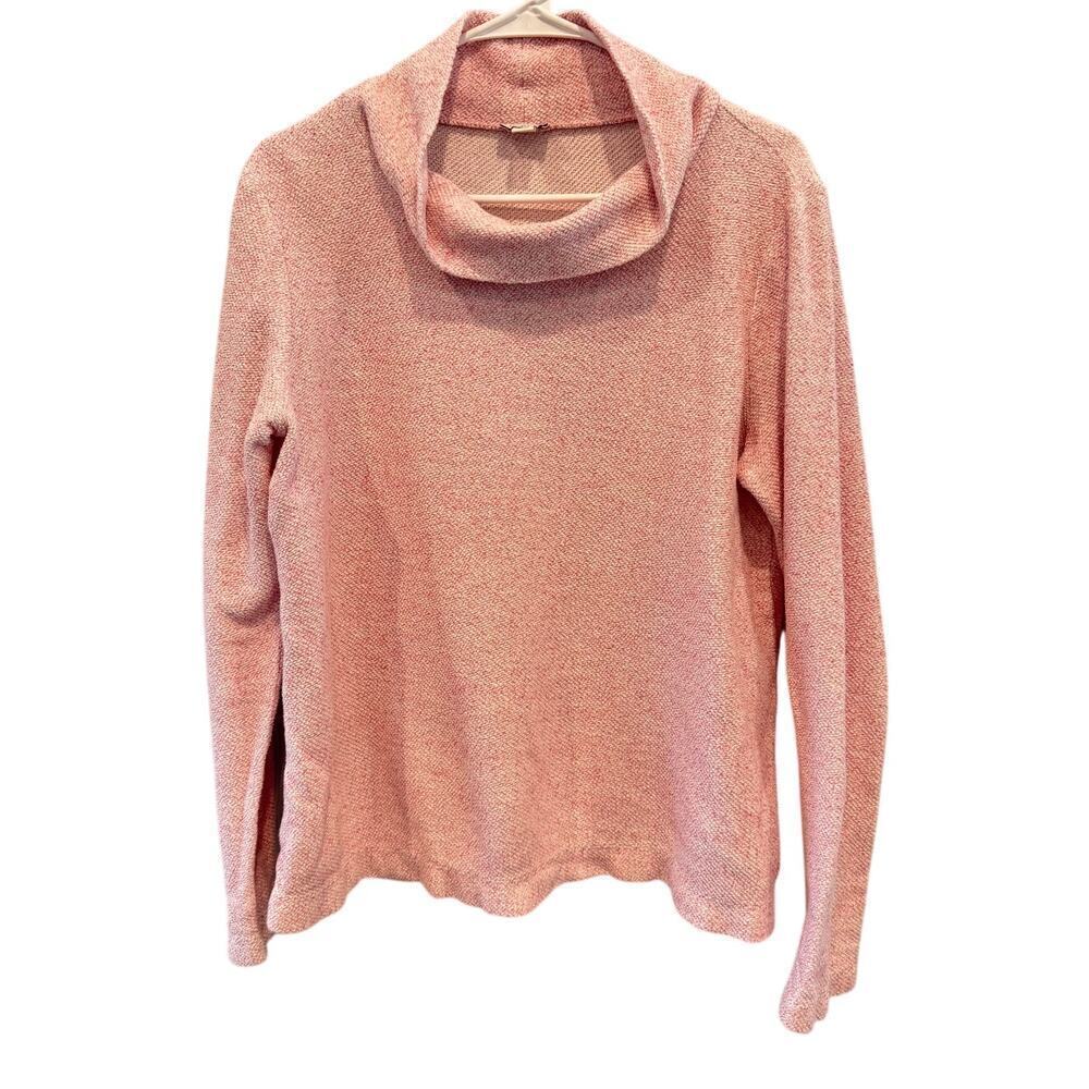 J.Crew Womens Mock Neck Sweater M Popover Heather Pink Cotton Athleisure Beach